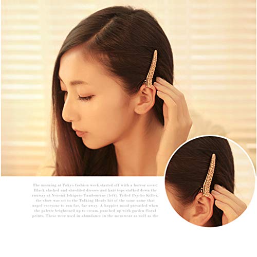 Ruihfas Fashion 4Pcs Eye-Catching Women Girls Pearl Rhinestone Beak Clip Duckbill Clip Alligator Clip Hair Clip Hairpin 2.36×0.4 Inch #TOP2