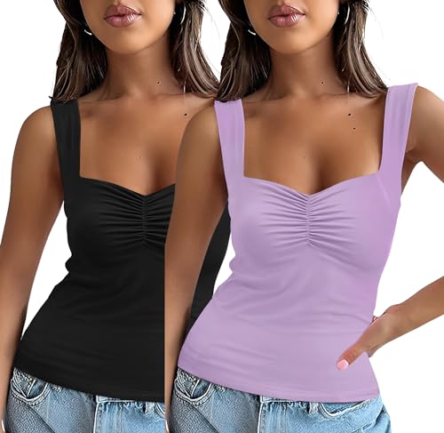 EFFAN Tank Top Damen Oberteile Elegant Tanktops Frauen Sommer Spaghetti...