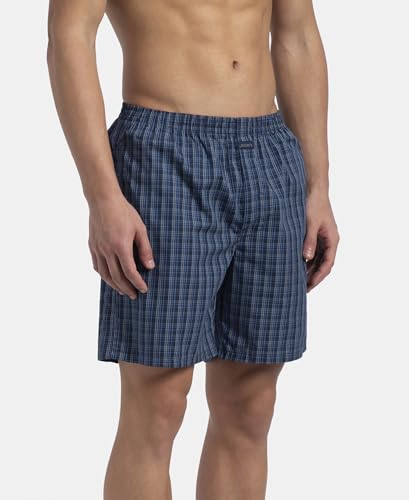 Image of Jockey 1222 Men Super Combed Mercerized Cotton Woven Checkered Boxer Shorts with Back Pocket (Pack of 2, Colors & Prints May Vary)