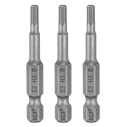 Image of sourcing map 3pcs H3.0 Hex Head Drill Bit Wrench 3mm Metric Flat Tip 1/4" Hex Shank 50mm (2") Long Magnetic Hexagonal Screw Driver Socket Industrial Screwdriver Power Bits