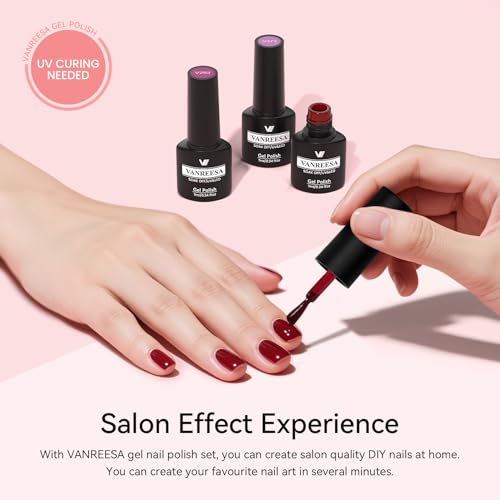 VANREESA Gel Nail Polish Set, 45+5 PCS Classic White Black Red Glitter Pink Blue Gel Polish Set with Base Top Coat Suitable for All Seasons Soak Off Nail Varnish Kit Nail Salon Set Gifts for Women - Image 7
