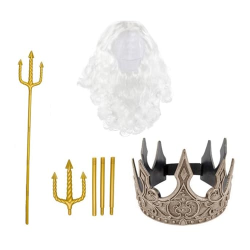 Costume de roi médiéval avec kit barbe et chapelet ultra réaliste