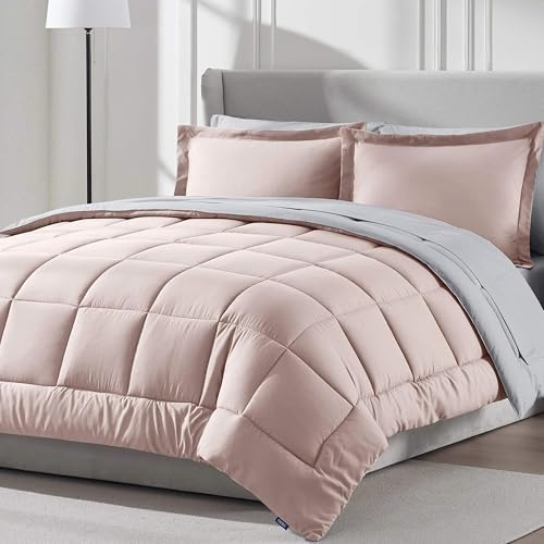 La mejor selección de Oferta edredones del mes. 49 Nestl - Juego de edredón matrimonial de 7 Piezas – Cama Reversible Rosa Rubor en una Bolsa – Juego de Cama Completo de tamaño matrimonial con sábanas, Fundas de Almohada y...