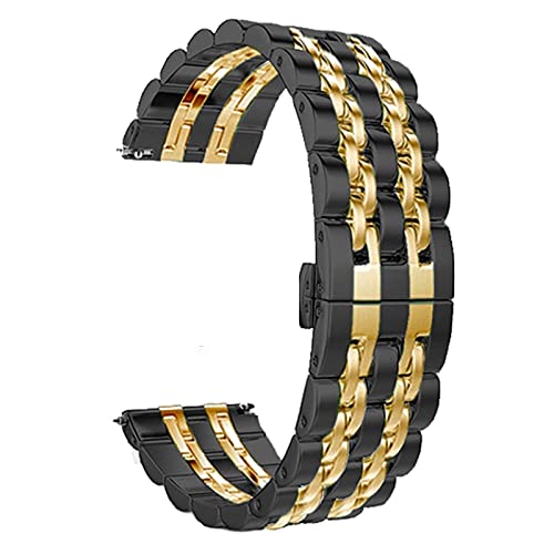 Bracelet en acier inoxydable noir et argent 20mm 22mm à boucle papillon