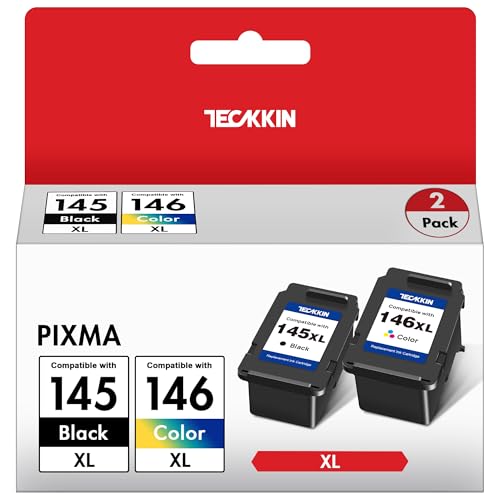 La mejor comparación de Cartuchos los más recomendados. 41 TECKKIN Cartucho de Tinta Reemplazo para Canon 145 146 145XL 146XL PG-145 CL-146 Compatible con Canon Pixma TS3110 IP2810 MG2410 MG2510 MG2910 Impresora (1 Negro 1 Color)