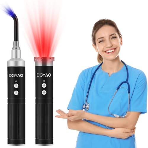 TUOB Red Light Therapy Device with Removable Tip, 5 Wavelengths 460/630/660/850/900nm Red Infrared Light Therapy Benefit for Mouth Nose Ear Knee Feet Hands Joint Muscle Ankle Pain Relief