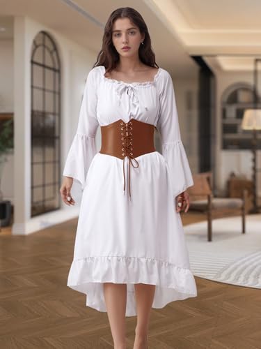 Bbonlinedres Womens Corset Belt Renaissance Costume Lace-up Elastic Underbust Wide Waist Cincher Belts4