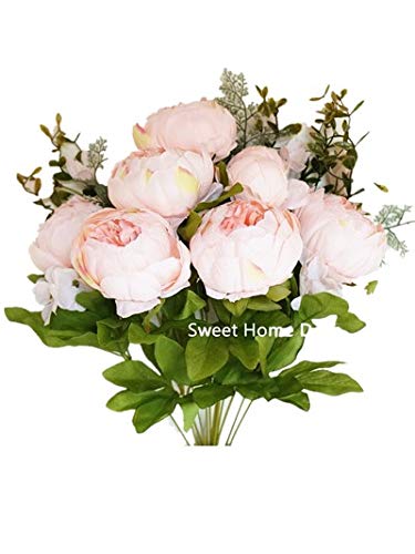 18'' Super Soft Blooming Peony Silk Artificial Wedding Bouquet Home Flowers (Pale Pink)