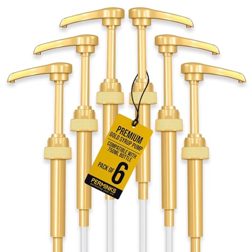 Syrup Pump, Compatible with 750ml Torani, DaVinci & Skinny, 6-Pack, Gold |…
