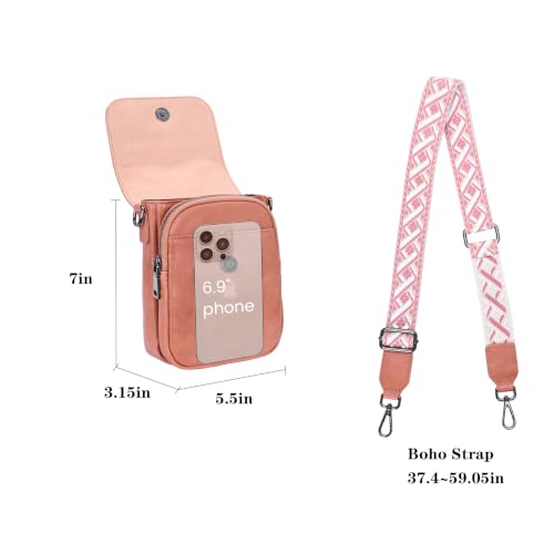 Image of HESHE Small Leather Crossbody Bag for Women RFID Phone Purse with Card Slot | Anti Theft,Genine Leather,Wide Adjustable Strap,Multi-Pocket Fits 6.9 inch Phone Trendy Shoulder Cross Body Bag for Daily,Travel