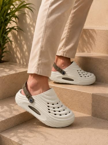 Image of Men's Clogs Mules for Men & Boys - CreamComfortable, Lightweight, Non-Slip, Waterproof, Stylish, Classic, Casual, Everyday Mules