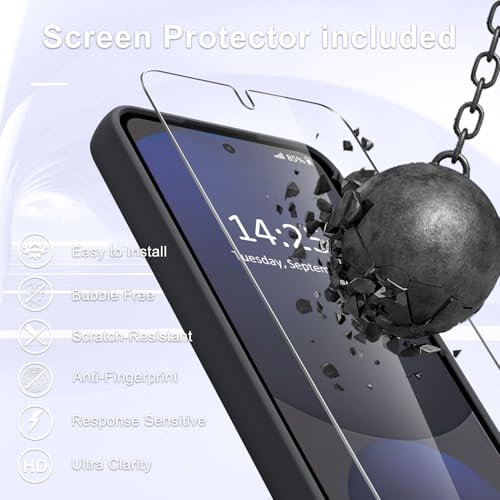 Image of YENAPOON for Samsung Galaxy S25 FE Case, Matte Magnetic Phone Case with 1 Screen Protector, Support for Magsafe, Translucent Frosted Shockproof Protective Cover for Samsung Galaxy S25 FE, Black