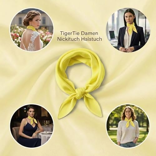 TigerTie Damen Nickituch Chiffon in Gelb Halstuch - zartes Accessoire - 50 x 50 cm