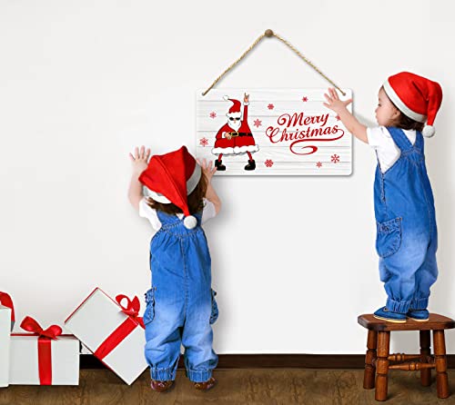 Christmas Hanging Sign Merry Christmas Door Sign Rock Santa Claus Cool Snowflake Farmhouse Welcome Sign Xmas Party Winter Decorative For Front Door Porch Decor Indoor Outdoor Holiday Decoration #TOP3
