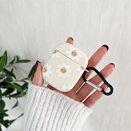 Sunflower Smile Cute Egg Shape Half Clear Smile Protective Cover For Apple Airpods 1 2 Case With Keychain Clip Shockproof Soft Skin Girls Women For Air Pods 1St & 2Nd Cases #TOP3