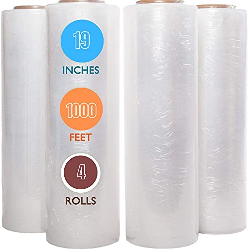 Mialo 19” X 1000Ft 80 Gauge Strong Roll Clear Strech Wrap- Heavy Duty Pallet Parcel Packing Plastic Cling Film- High Performance Strech Tear Resistant Clear Film Wrap – 19” Wide X 1000Ft (1 Pack) #TOP3