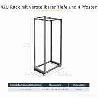 StarTech.com 4-Pfosten 42 HE Mobiles Open Frame Serverrack, 19" Netzwerk Rack mit Rädern, Rack für Computer/AV/Daten/IT Geräte - Rollen, Nivellierfüße oder Bodenmontage (4POSTRACK42) – Ansicht 2
