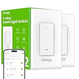 GHome Smart Switch, 3 Way Light Wi-Fi Switch Compatible with Alexa and Google Home, 2.4GHz Schedule Timer, Neutral Wire Required, 3-Way Installation and No Hub Required, FCC Listed (2-Pack), White