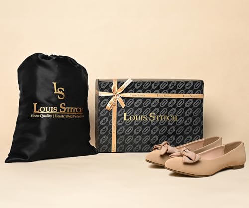 Image of LOUIS STITCH Women's Elegant Bow Ballerina Flats | Premium Closed-Toe Flat Sandals| Comfort Ballerina for Office & Everyday Style| LS-LDCF-012