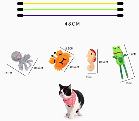 Cjfael Jouets De Jeu Interactifs Pour Animaux De Compagnie Baguette De Baton De Teaser De Cloche D Hippocampe De Crabe Mignon De Grenouille Pour Chat Chaton Poulpe Amazon Com Be Animalerie