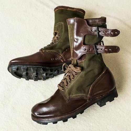 Western Cowboy Boots For Men Women Wear-Resistant Slip Resistant Rubber Sole Fashion Stitching Country Boot For Horse Farm, Ranch, Construction Site, Garden ( Color : Army green , Size : 12.5 Women/112