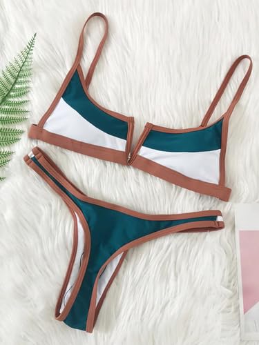WDIRARA Women's Colorblock Contrast Binding Bikini Swimsuit 2 Piece Bathing Suit2