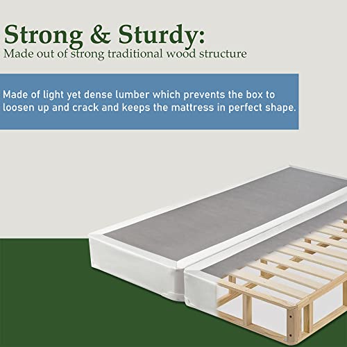 Spring Solution Wood Fully Assembled Traditional Box Spring/Foundation For Mattress, Full, White #TOP2