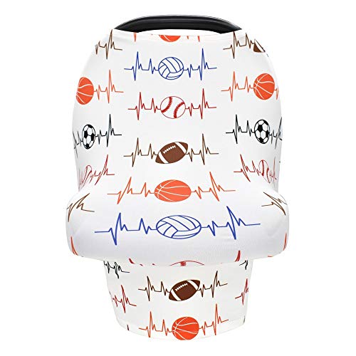 Fansu Baby Car Seat Cover Canopy and Nursing Cover Breastfeeding Cover Up Multi Use Infant Stroller Canopy Privacy Cover Ultra-Soft and Breathable - Sport Style (Heartbeat)
