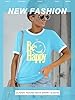 Dresswel Womens T-Shirt Cute Be Happy Funny Smile Face Graphic Print Tee Shirts Summer Tops A-Blue #1