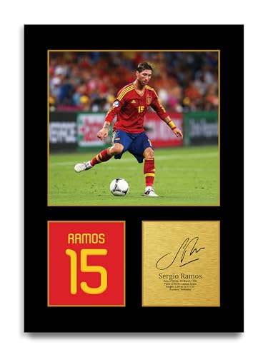 HWC Trading Sergio Ramos Spain Cadeaux imprimés photo autographe signée pour les fans de football et les supporters (ID-004422) - A4 Impression Uniquement