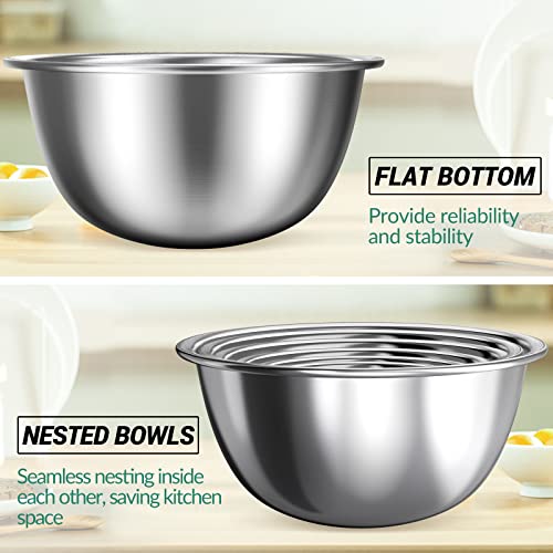 Cksung Stainless Steel Mixing Bowls Set Of 6 Mixing Bowls, Nesting Bowls For Space Saving Storage, Upgrade Deepen And Thicken Mixing Bowls Set, Great For Cooking, Baking, Prepping #TOP6