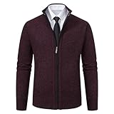 Suéter De Cárdigan con Cremallera De Vellón De Talla Grande para Hombres con Cuello De Stand para Otoño E Invierno.,borgoña,SG