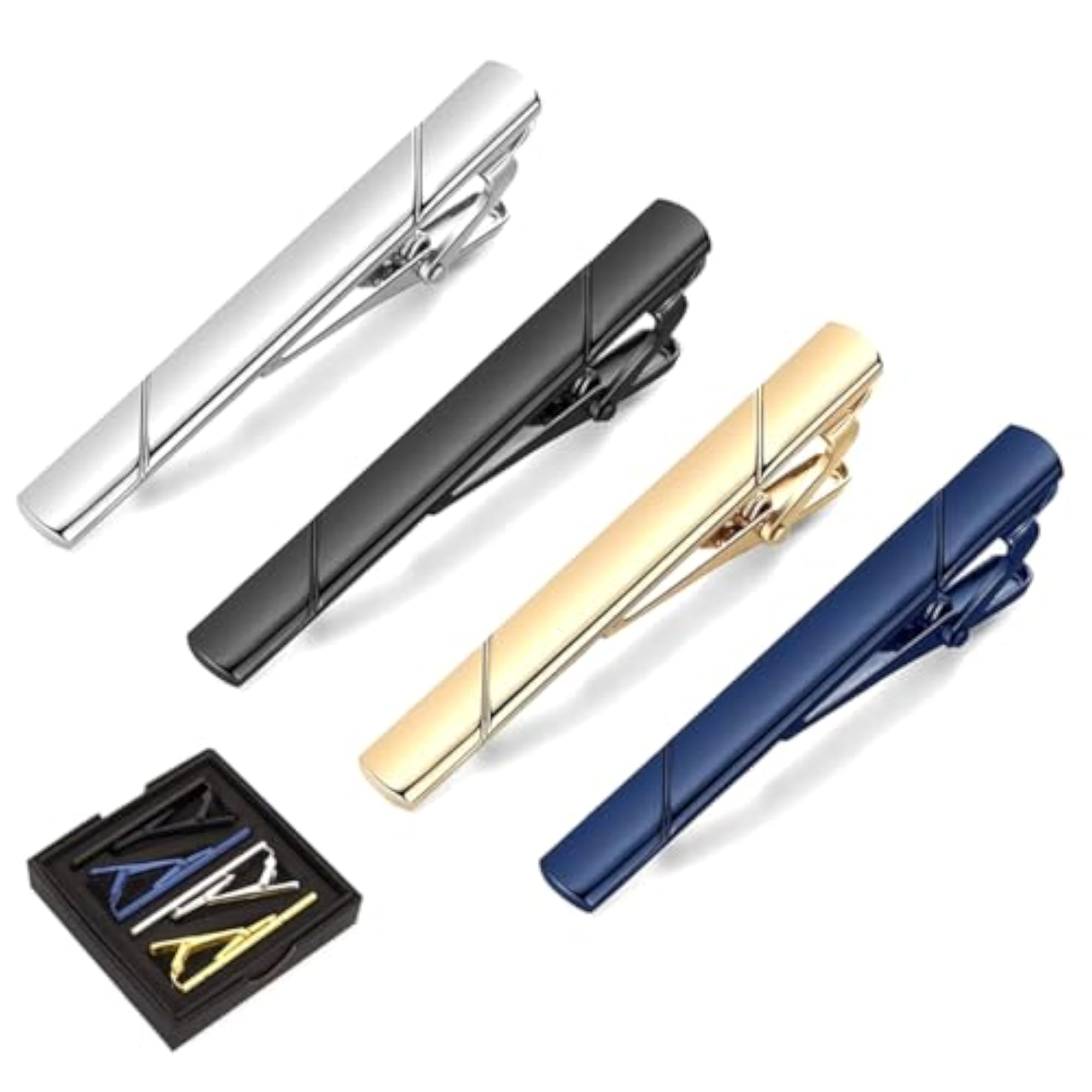 Men's 4 Pcs Tie Clip Set, Formal Necktie Bar Pins