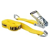 KEEPER 04622 Heavy Duty 27' x 2'' Ratcheting Tie Down, 10,000 lbs Rated Capacity with Double J-Hooks, Yellow, 1.5'' x 1.5'' x 0.75'''