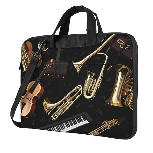 Sacoche pour ordinateur portable grande capacité motif musique avec sangle épaule