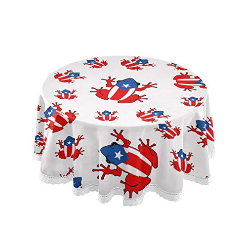 XUWU Coqui Puerto Rico Round Table Cloth Cover Lace Macrame for Party Holiday Dinner Home Decor