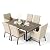 HERA'S HOUSE 7-Piece Indoor/Outdoor Dining Set for 6-64" Rust-Resistant Metal Table & 4.7" Cushioned Chairs, All-Weather Patio and Dining Room Furniture for Deck Kitchen Garden Backyard