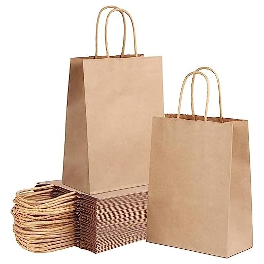 Lote de 40 Bolsas de papel kraft grandes con asas 32 x 41 x 11 cm bolsas para regalos. Bolsas para comercios, ir al la compra de papel biodegradable, reutilizables ideales para regalar (Marrones)