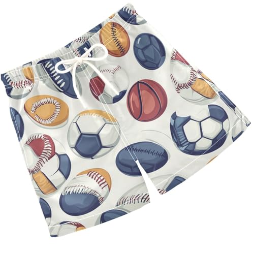Pigsaly Boys Swim Trunks Basketballs Retro Football Boys Board Shorts Swimsuit Swimwear Summer Bathing Suit 4T Multicolor