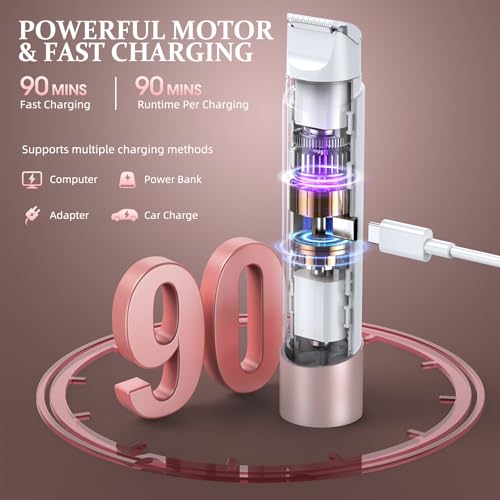 Image of Bikini Trimmer for Women, Dual Head Face Shaver Body Hair Trimmmer, IPX7 Waterproof Womens Electric Razor for Legs, Rose Gold