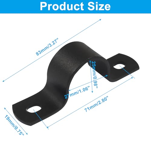 Image of Zorfeter 1 inch /25mm Pipe Strap, Black U-Clamps, 12 Pack | Metal Clamps, Double-hole Bracket, Two Hole Pipe Strap, DIY Industrial Style