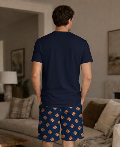Image of Yoimira Mens Soft Pajama Set Short /Long Sleeve 2 Piece PJs with Pockets | Men's short /long sleeve pajama set, soft 2 piece PJs with pockets for sleepwear, loungewear, relaxing at home and nightwear