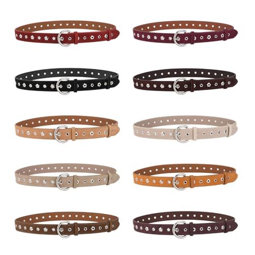 Elegant Thin Belt Star Stylish Hole Shape Waistband Durability Leather Belt For Casual Occasion4