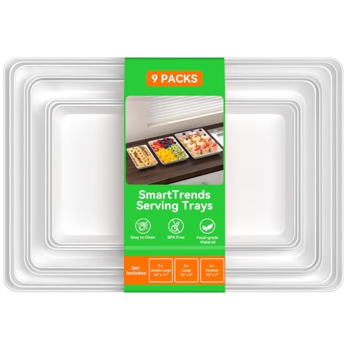 9-Pack Serving Tray in 3 Sizes, Serving Platter, Trays for Serving Food
