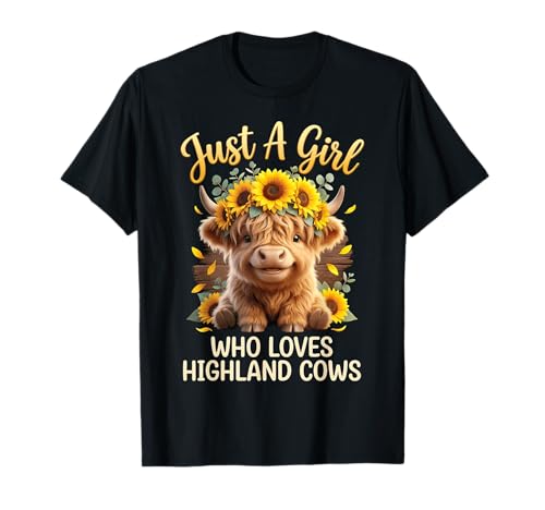 Just a Girl Who Loves Highland Cows Cute Farm Animals Women T-Shirt
