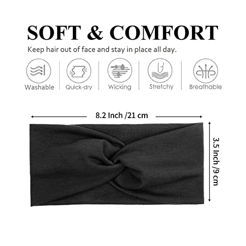 Tobeffect Black Headbands For Women Non Slip Turban Headband Boho Elastic Head Band Hair Accessories (Black Grace) #TOP1