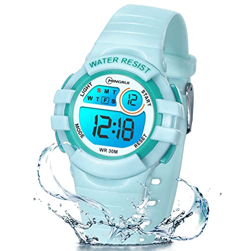 Edillas Kids Watches Digital For Girls Boys,7 Colors Led Flashing Wristwatch For Child Waterproof Sport Outdoor Multifunctional Wrist Watches With Stopwatch/Alarm(Green) #TOP22