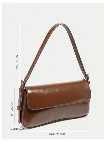 Image of Verdusa Women's Y2K Trendy Purse Boho Bags Faux Oiled Leather Tote Handbag Flap Underarm Shoulder Bag