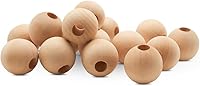 Vista 1 de Perlas de madera grandes para manualidades - Paquete de 12 perlas de 32 mm con agujero de 1-1/4 x 3/8 pulgadas, perlas de madera grandes