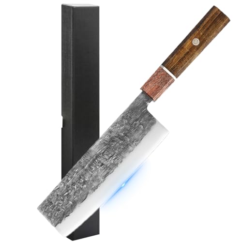 pobowlgarls Professional Japanese Chef Knife, Kitchen High Carbon Ultra Sharp Chefs Knife with Ergonomic Handle Cooking Knife for Cuttting Meat Vegetables Premium Giftbox (7 inch Kitchen Knife)